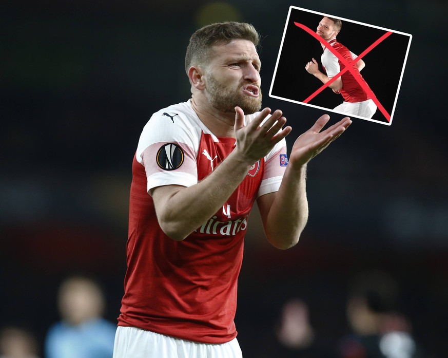 March 14, 2019 - London, United Kingdom - London, UK, 14 March, 2019.Shkodran Mustafi of Arsenal.during Europa League Round of 16 2nd Leg between Arsenal and Rennes at Emirates stadium , London, Engla ...