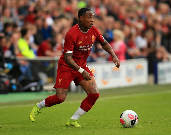 11th July 2019; Prenton Park, Tranmere, England; Pre-season friendly football, Tranmere versus Liverpool; Nathaniel Clyne of Liverpool controls the ball in a wide position PUBLICATIONxINxGERxSUIxAUTxH ...