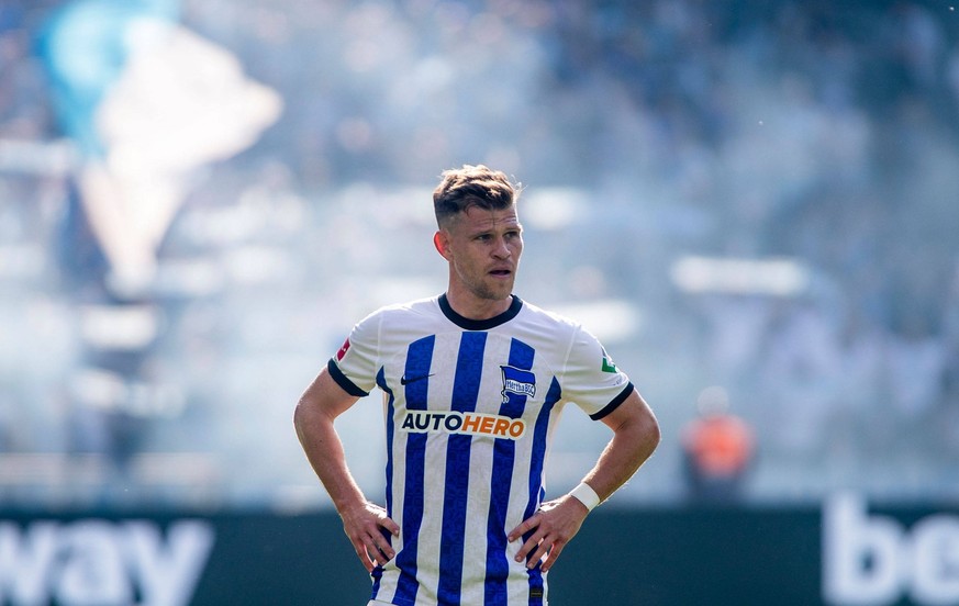 20.05.2023, xfrx, Fussball 1.Bundesliga, Hertha BSC Berlin - VfL Bochum emspor, v.l. Florian Niederlechner Hertha BSC DFL/DFB REGULATIONS PROHIBIT ANY USE OF PHOTOGRAPHS as IMAGE SEQUENCES and/or QUAS ...