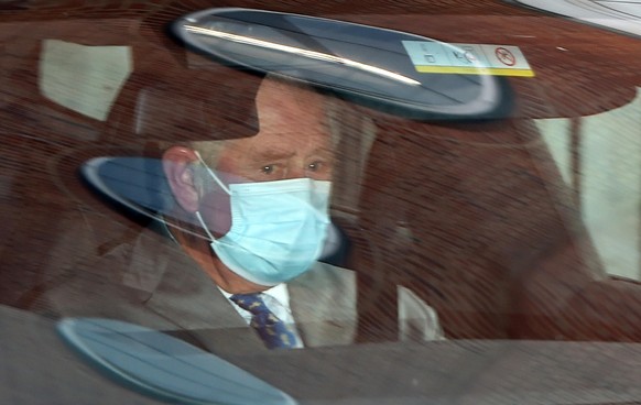 LONDON, ENGLAND - FEBRUARY 20: Prince Charles, Prince of Wales departs King Edward VII hospital where Prince Philip, Duke of Edinburgh is currently receiving treatment on February 20, 2021 in London,  ...