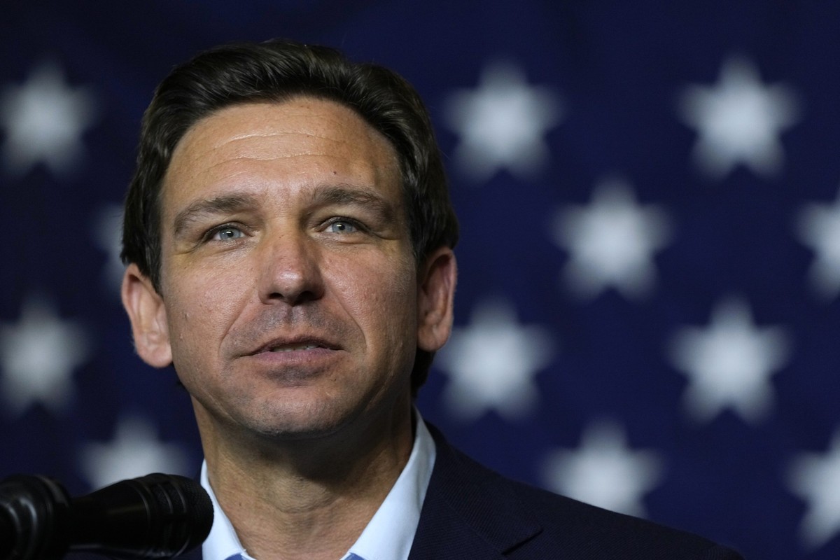 Republican presidential candidate Florida Gov. Ron DeSantis speaks during a fundraising event for U.S. Rep. Ashley Hinson, R-Iowa, Sunday, Aug. 6, 2023, in Cedar Rapids, Iowa. (AP Photo/Charlie Neiber ...