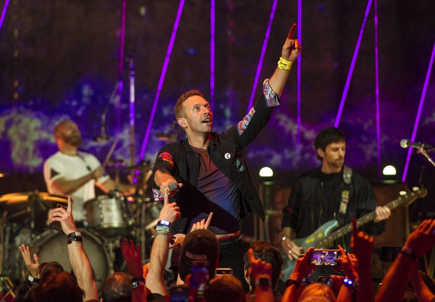 Coldplay performing at O2 Shepherds Bush Empire in London, launching new album &quot;Music Of The Spheres&quot;, with special guest appearance by Ed Sheeran. Concert announced by Simon Pegg. Chris Mar ...