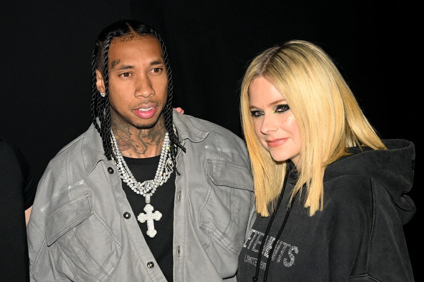 PARIS, FRANCE - MARCH 06: Tyga and Avril Lavigne attend the Mugler x Hunter Schafer party as part of Paris Fashion Week at Pavillon des Invalides on March 06, 2023 in Paris, France. (Photo by Stephane ...