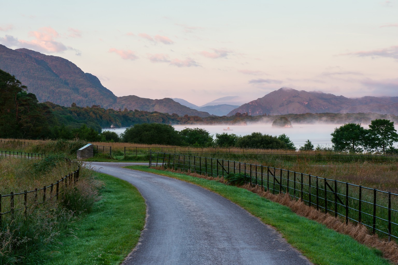 Misty morning landscape in Killarney National Park