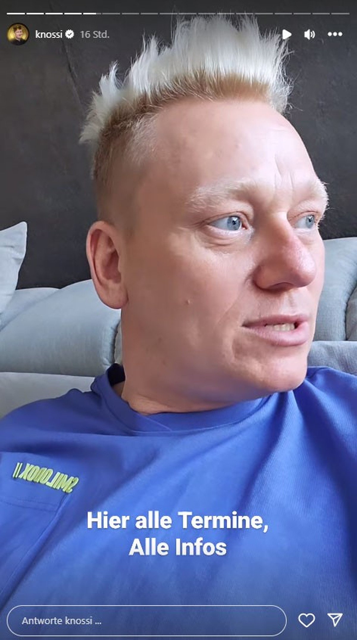 Knossi verrät sein Programm für die nächsten Tage.