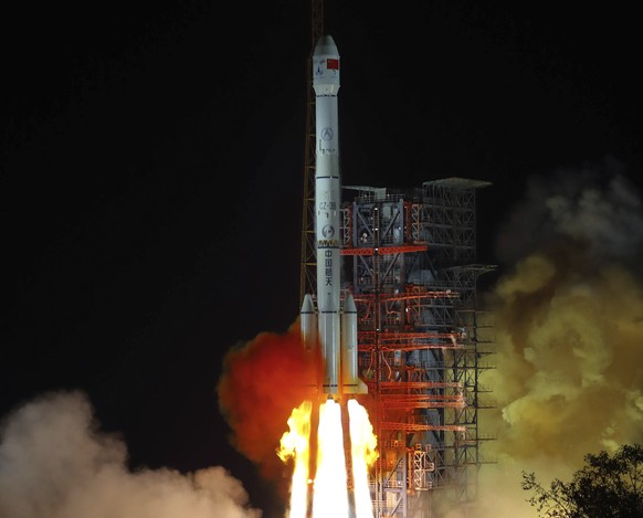 FILE - In this Dec. 8, 2018, file photo, and released by Xinhua News Agency, the Chang&#039;e 4 lunar probe launches from the the Xichang Satellite Launch Center in southwestern China&#039;s Sichuan p ...