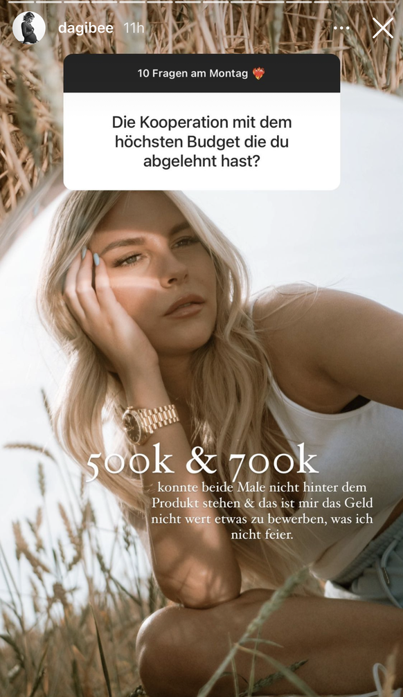 Dagi Bee äußerte sich offen zu Werbeeinnahmen auf Instagram.