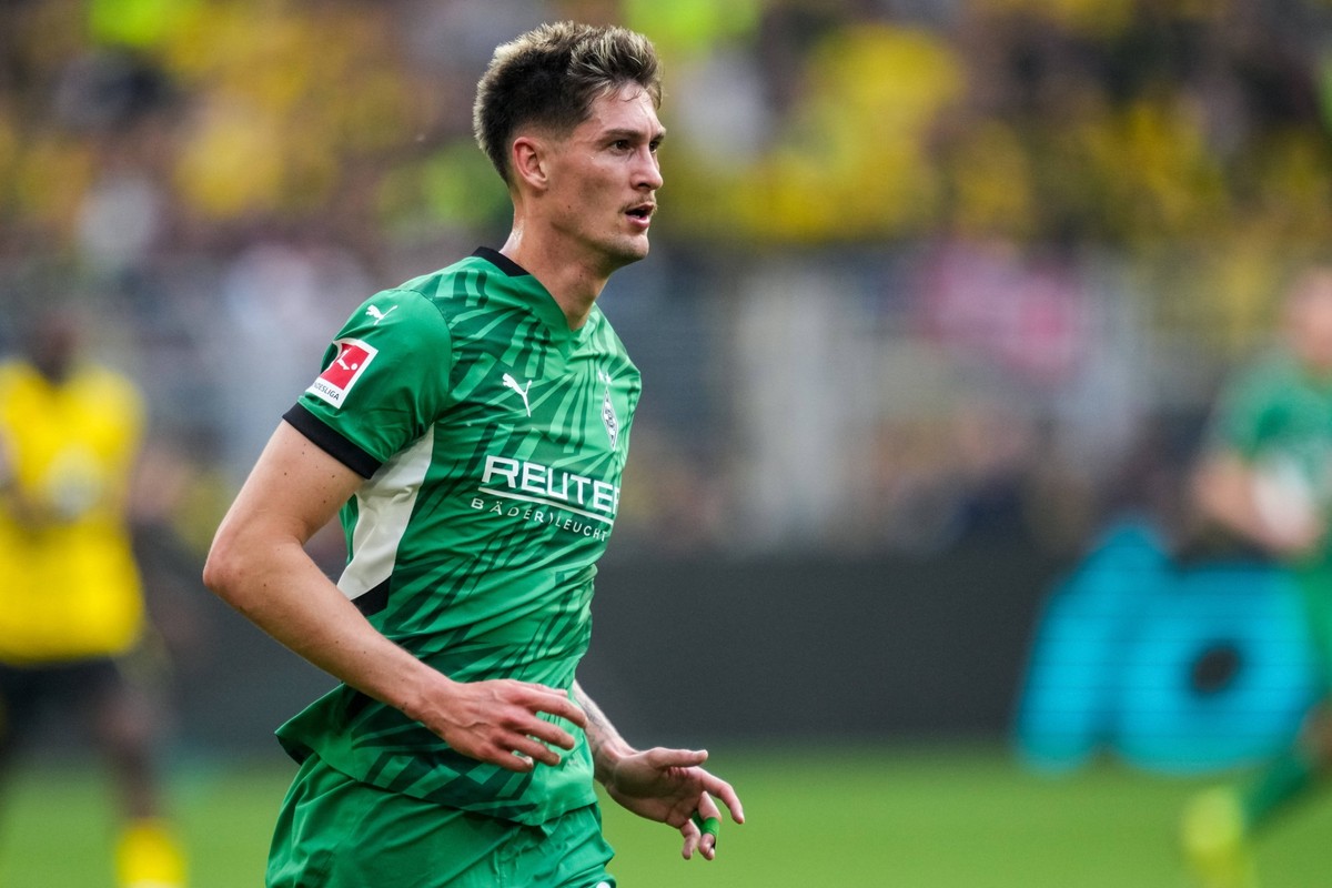 DORTMUND, GERMANY - APRIL 20: Tomas Cvancara of Borussia Monchengladbach looks on during the Bundesliga match between Borussia Dortmund and Borussia M�nchengladbach at Signal Iduna Park on April 20, 2 ...
