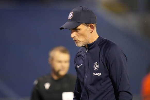 Chelsea&#039;s head coach Thomas Tuchel leaves after the Champions League group E soccer match between Dinamo Zagreb and Chelsea at the Maksimir stadium in Zagreb, Croatia, Tuesday, Sept. 6, 2022. (AP ...
