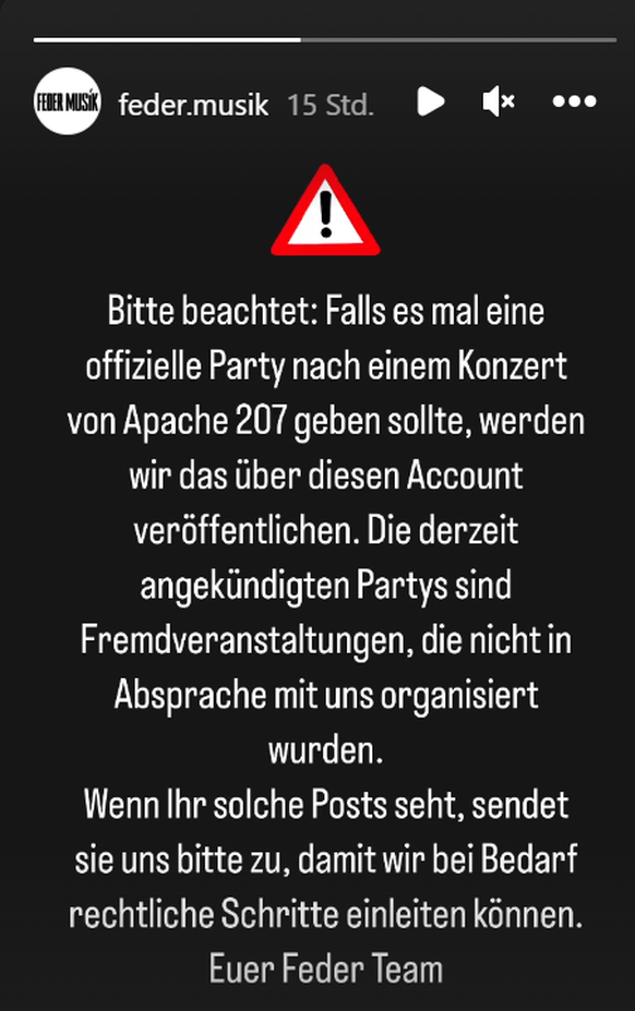 Mit dieser Nachricht wandte sich Apaches Label an die Fans.