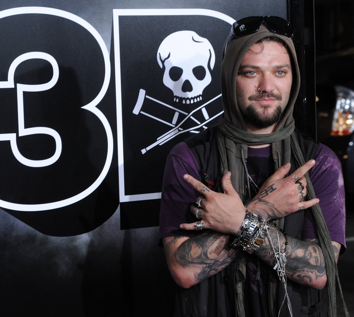 Cast member Bam Margera attends the premiere of the motion picture action comedy documentary Jackass 3D at Grauman s Chinese Theatre in the Hollywood section of Los Angeles on October 13, 2010. PUBLIC ...