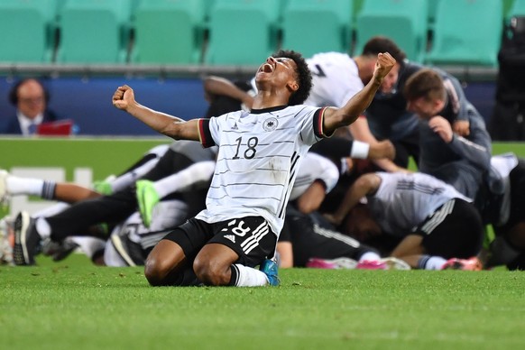 Karim David ADEYEMI vor Berufung in den A-Kader der Fussball Nationalmannschaft. Archivfoto; Schlussjubel Karim David ADEYEMI (GER), Jubel,Freude,Begeisterung,Aktion. Deutschland-Portugal 1-0, Fussbal ...