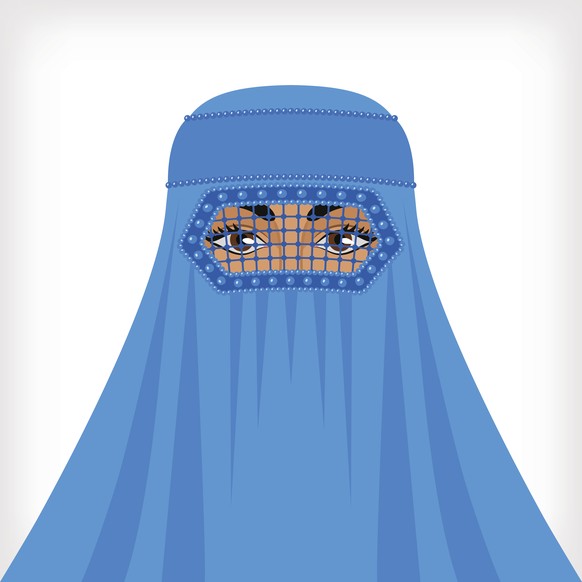 Muslim woman in blue burqa. vector illustration - eps 8