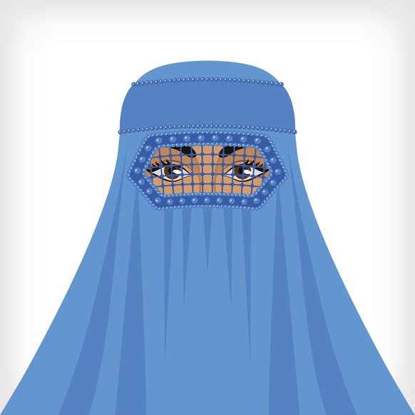 Muslim woman in blue burqa. vector illustration - eps 8