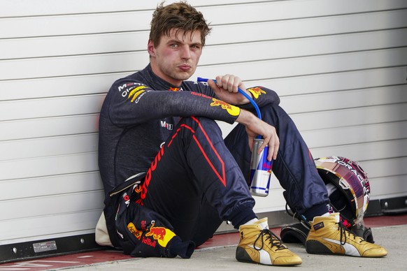 Dutch Formula One driver Max Verstappen of Red Bull Racing takes a rest and a drink after winning the Formula One Grand Prix of Miami at the Miami International Autodrome in Miami Gardens, Florida, on ...