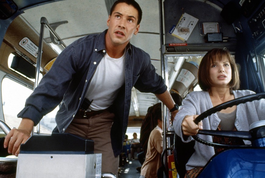 20th Century Fox / DR SPEED (SPEED) de Jan De Bont 1994 USA avec Keanu Reeves et Sandra Bullock bus, conduire, apprentissage, maladresse, peur PUBLICATIONxINxGERxSUIxAUTxONLY SPEED (1994) 04 NUR REDAK ...