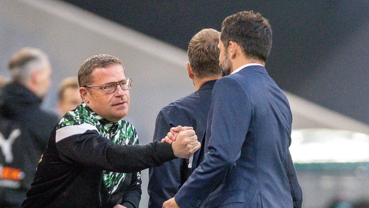 GER, FC Bayern Muechen vs. Borussia Moenchengladbach, Fussball, Bundesliga, 32. Spieltag, Saison 2020/2021, 08.05.2021 Max Eberl, Hasan Salihamidzic, Sportvorstand FC Bayern Muenchen, GER, FC Bayern M ...