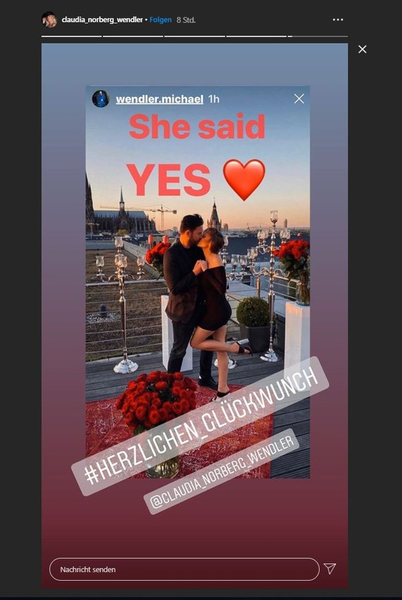 Claudia Norberg gratuliert auf Instagram.