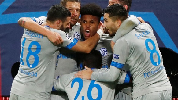 Soccer Football - Champions League - Group Stage - Group D - Lokomotiv Moscow v Schalke 04 - RZD Arena, Moscow, Russia - October 3, 2018 Schalke&#039;s Weston McKennie celebrates scoring their first g ...