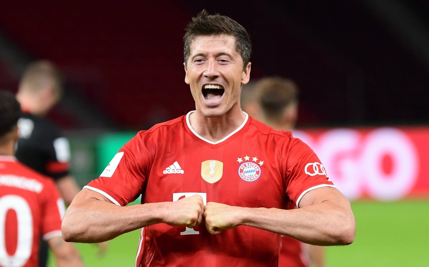 Robert Lewandowski von Bayern München jubelt.