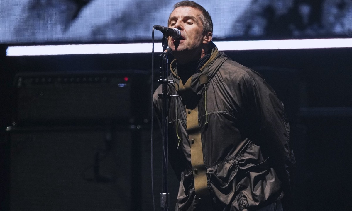 Liam Gallagher from the band Oasis performs during their reunion concert on Friday, July 4, 2025, in Cardiff. (Photo by Scott A Garfitt/Invision/AP)