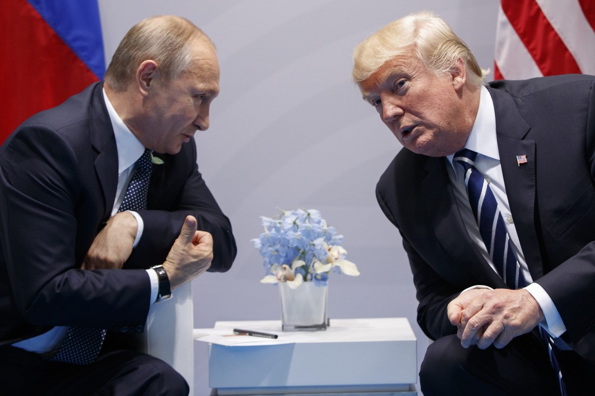 ARCHIV - 07.07.2017, Hamburg: Wladimir Putin (l), Pr