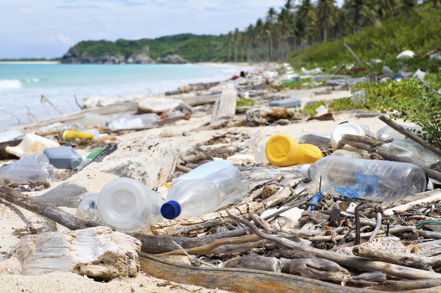 Garbage and pollution on a Tropical beach