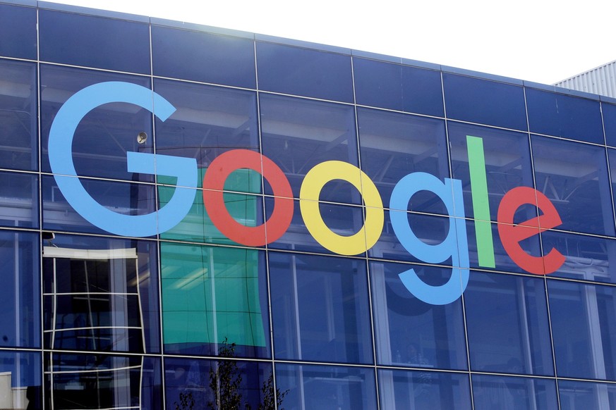 FILE - In this Sept. 24, 2019, file photo a sign is shown on a Google building at their campus in Mountain View, Calif. One of the European Union’s highest courts has largely upheld a huge fine issued ...