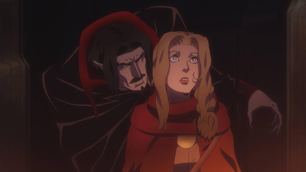 CASTLEVANIA, Dracula voiced by Graham McTavish, Lisa Tepes voiced by Emily Swallow in Witchbottle , Season 1, aired July 7, 2017. Netflix / courtesy Everett Collection ACHTUNG AUFNAHMEDATUM GESCH�TZT ...
