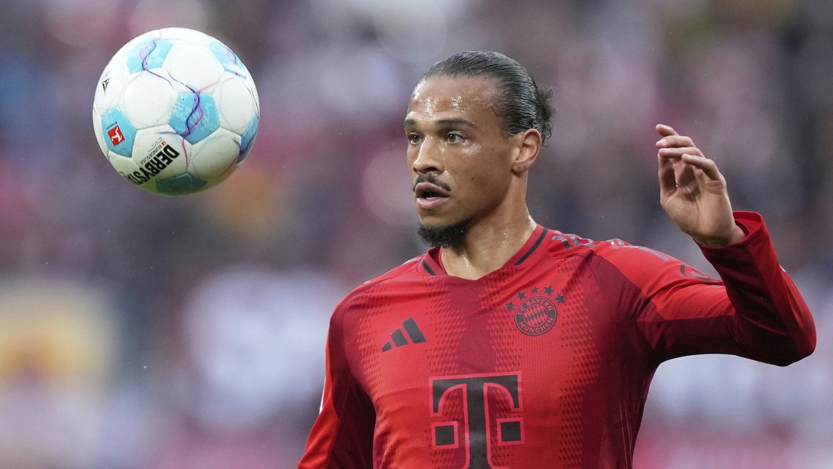 Bayern&#039;s Leroy Sane in action during the German Bundesliga soccer match between RB Leipzig and FC Bayern Munich at the Red Bull Arena in Leipzig, Germany, Saturday, May 3, 2025. (AP Photo/Ebrahim ...