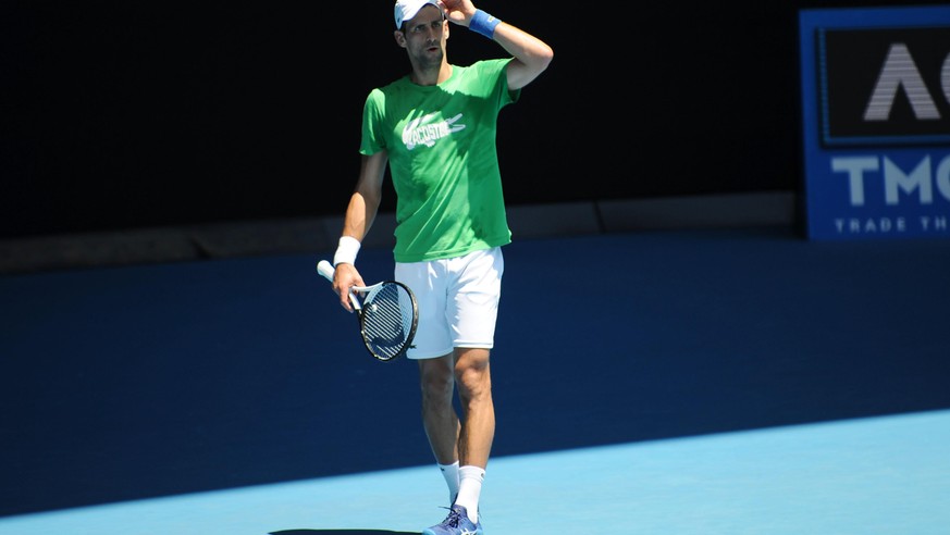 MELBOURNE, AUSTRALIA - JANUARY 13: Serbian tennis player Novak Djokovic continue his training at Rod Laver Arena in Melbourne, Australia on January 13, 2022. It remains unclear whether Novak Djokovic  ...