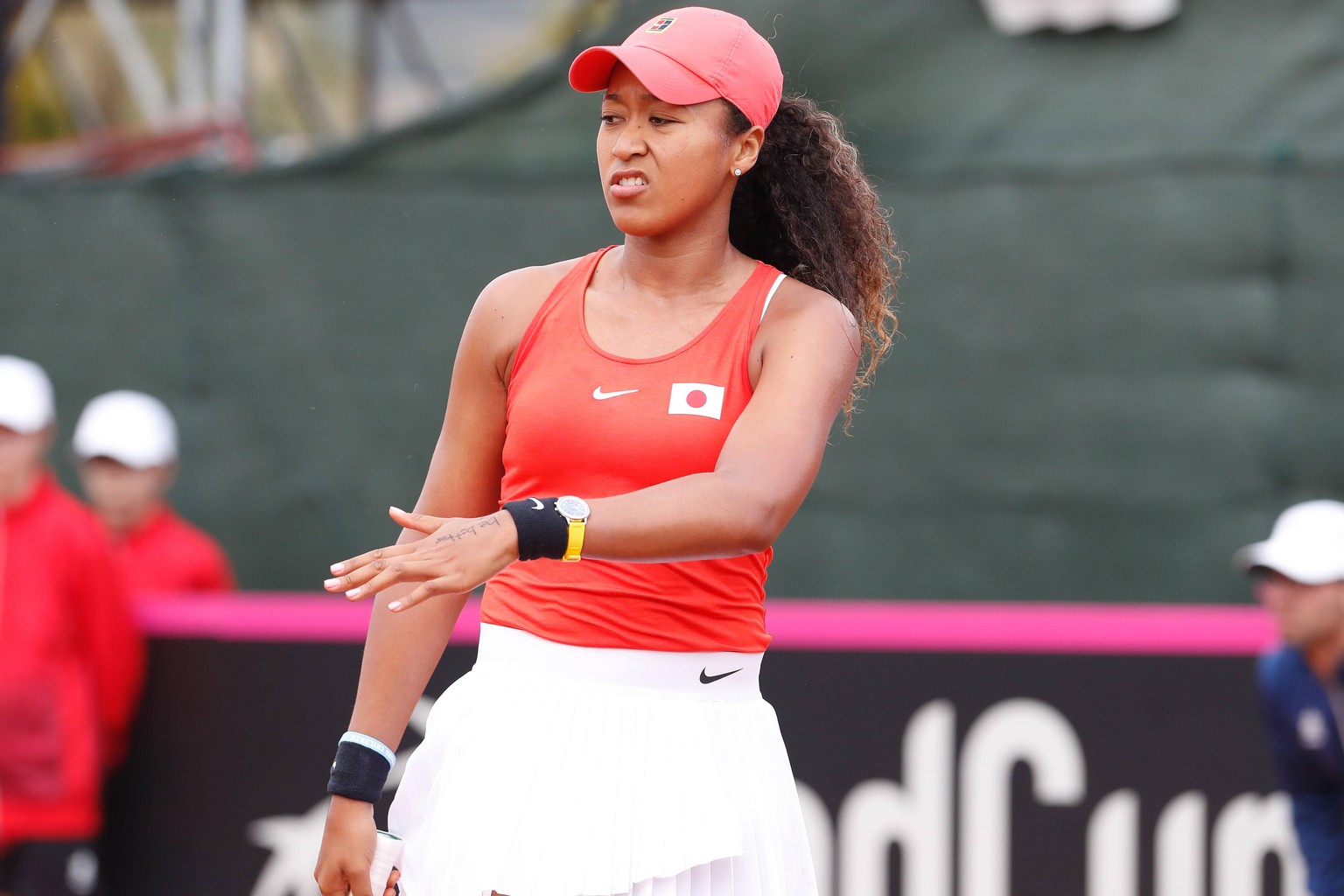 Naomi Osaka JPN, FEBRUARY 7, 2020 - Tennis : Naomi Osaka of Japan irritated due to poor play during singles 1st match against Sara Sorribes of Spain on the ITF Fed Cup by BNP Paribas Qualifiers for Fi ...