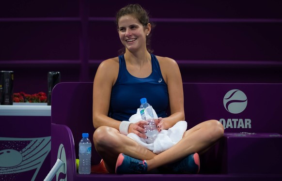 February 8, 2019 - Doha, QATAR - Julia Goerges of Germany practices ahead of the 2019 Qatar Total Open WTA Tennis Damen Premier tennis tournament 2019 Qatar Total Open - 8 Feb PUBLICATIONxINxGERxSUIxA ...