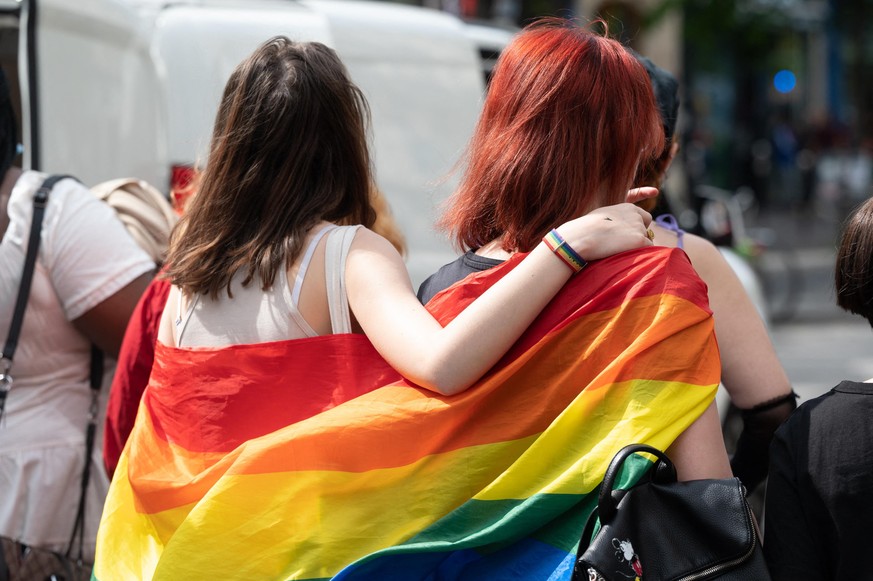 France, Paris. 2022-04-24. The Lesbian Liberation Collective organised the Lesbian March in Paris. With the extreme right in the second round of the presidential election taking place the next day, th ...