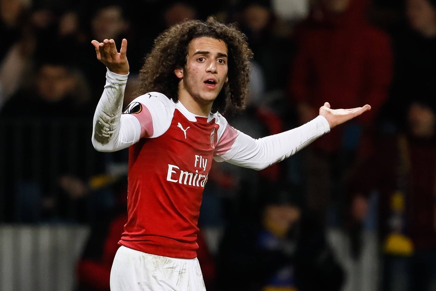 February 14, 2019 - Borisov, Belarus - Matteo Guendouzi of Arsenal reacts during the UEFA Europa League Round of 32 first leg match between FC BATE Borisov and Arsenal FC on February 14, 2019 at Boris ...