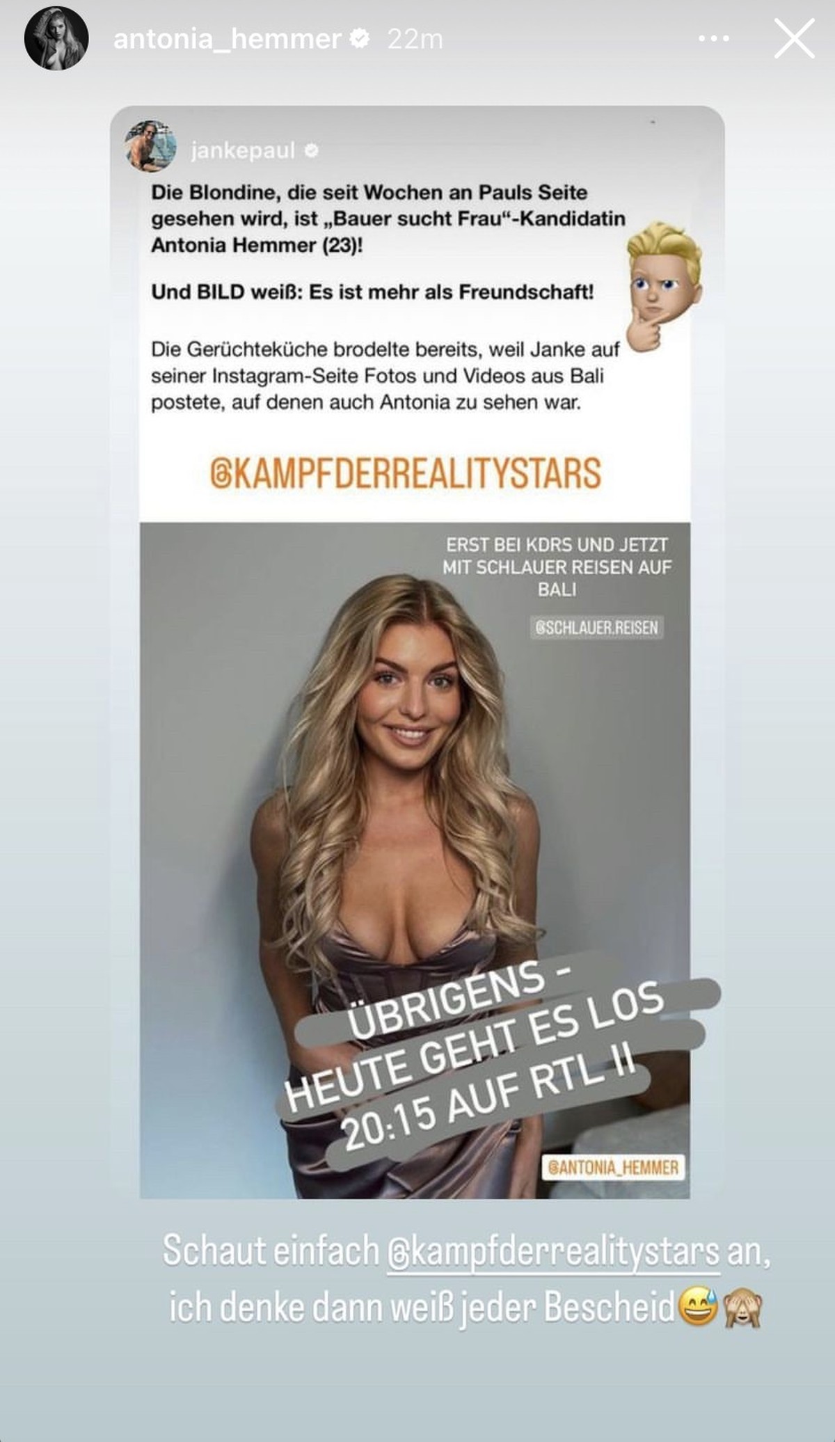 Antonia repostete die Story von Paul.
