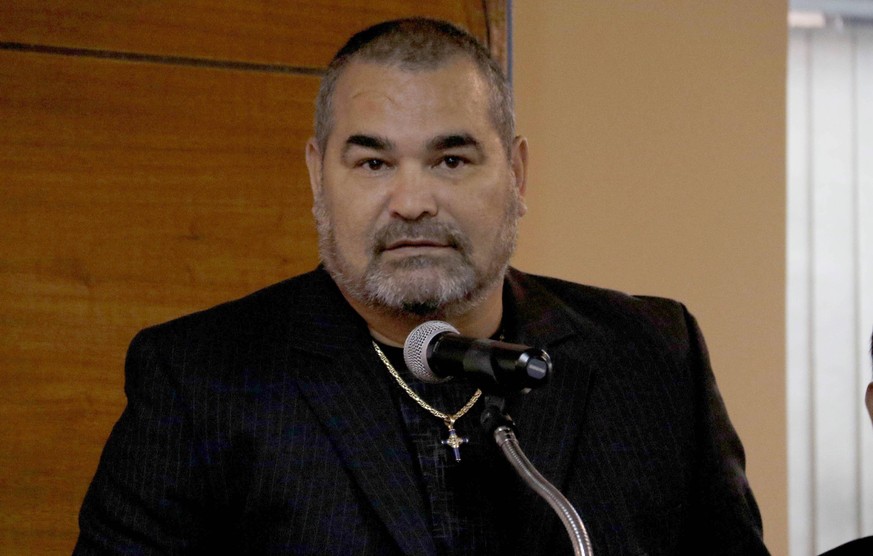 Paraguayan former international goalkeeper, Jose Luis Chilavert, offers a press conference PK Pressekonferenz after receiving a plaque of illustrious citizen of Asuncion, during an event held at the M ...