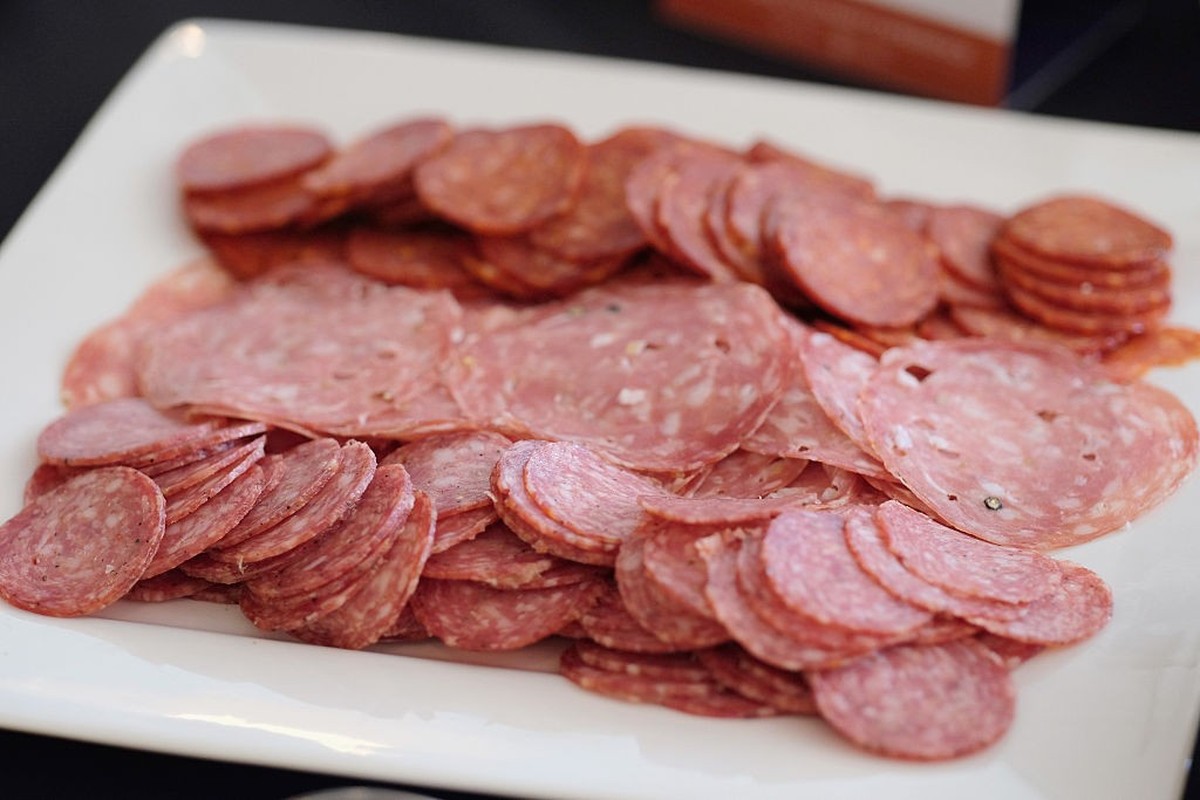 NEW YORK, NY - APRIL 17: View of catering provided by Giorgio&#039;s Salami and Sausage at The 8th Annual New York Culinary Experience Presented By New York Magazine And The International Culinary Cen ...