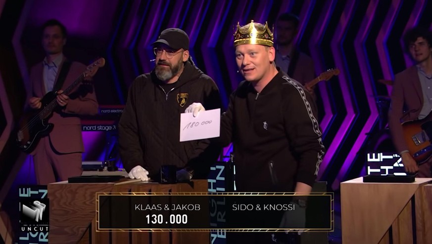 Sido (l.) und Knossi bei "Late Night Berlin": Die beiden haben erst kürzlich einen Streaming-Rekord gebrochen.