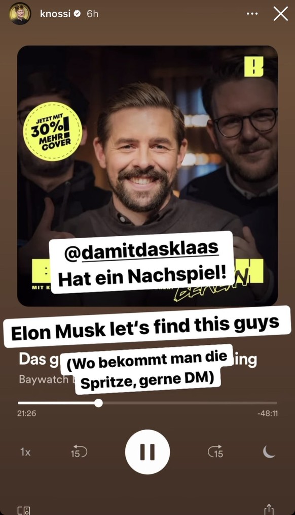 Knossi teilte Ausschnitte des Podcasts auf seinem Instagram-Account.