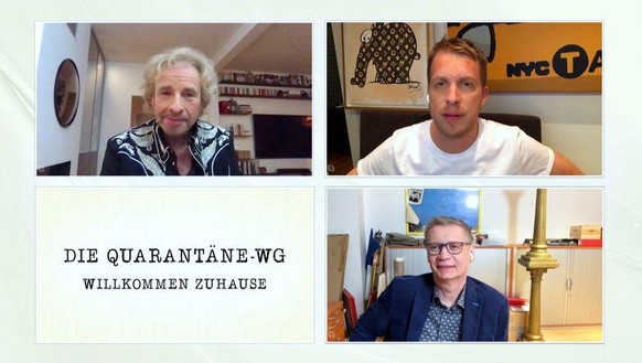 Tag 3 in der &quot;Quarant‰ne-WG&quot;: Thomas Gottschalk (oben l.) zusammen mit G¸nther Jauch (unten r.) und Oliver Pocher
+++ Die Verwendung des sendungsbezogenen Materials ist nur mit dem Hinweis u ...