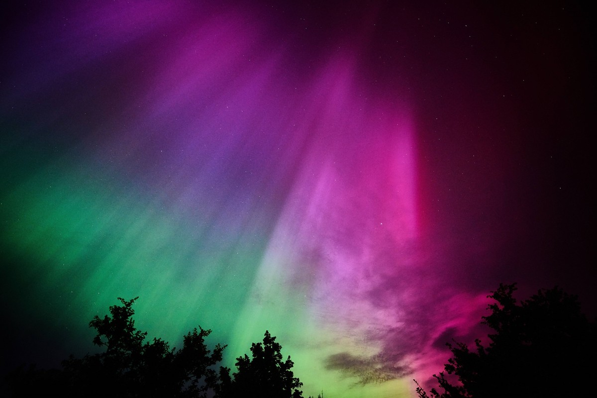 Polarlichter am Samstag über Niedersachsen. (imago images/ Ingo Wächter)