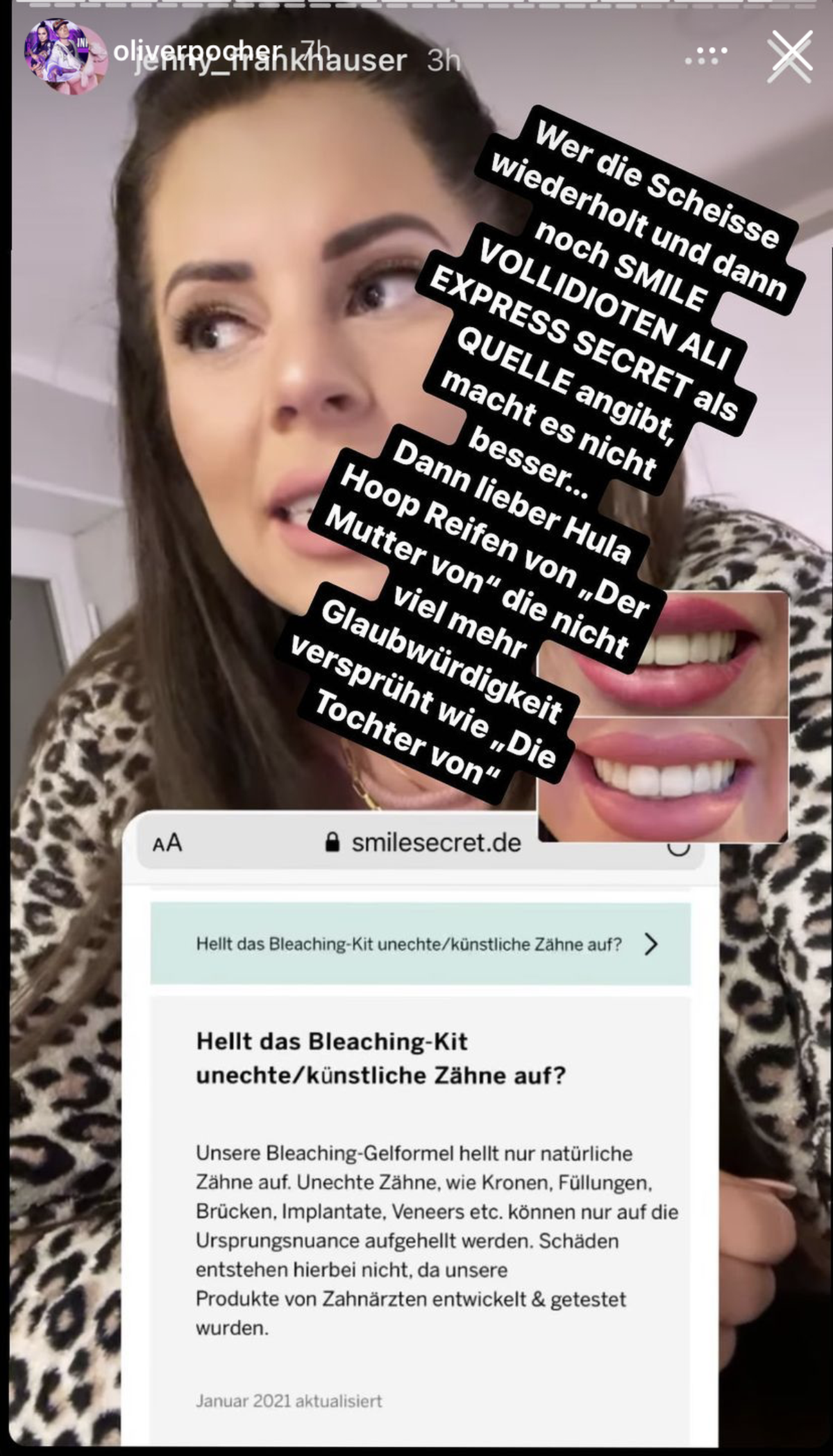 Oliver Pocher konterte Jennys Erklärung.