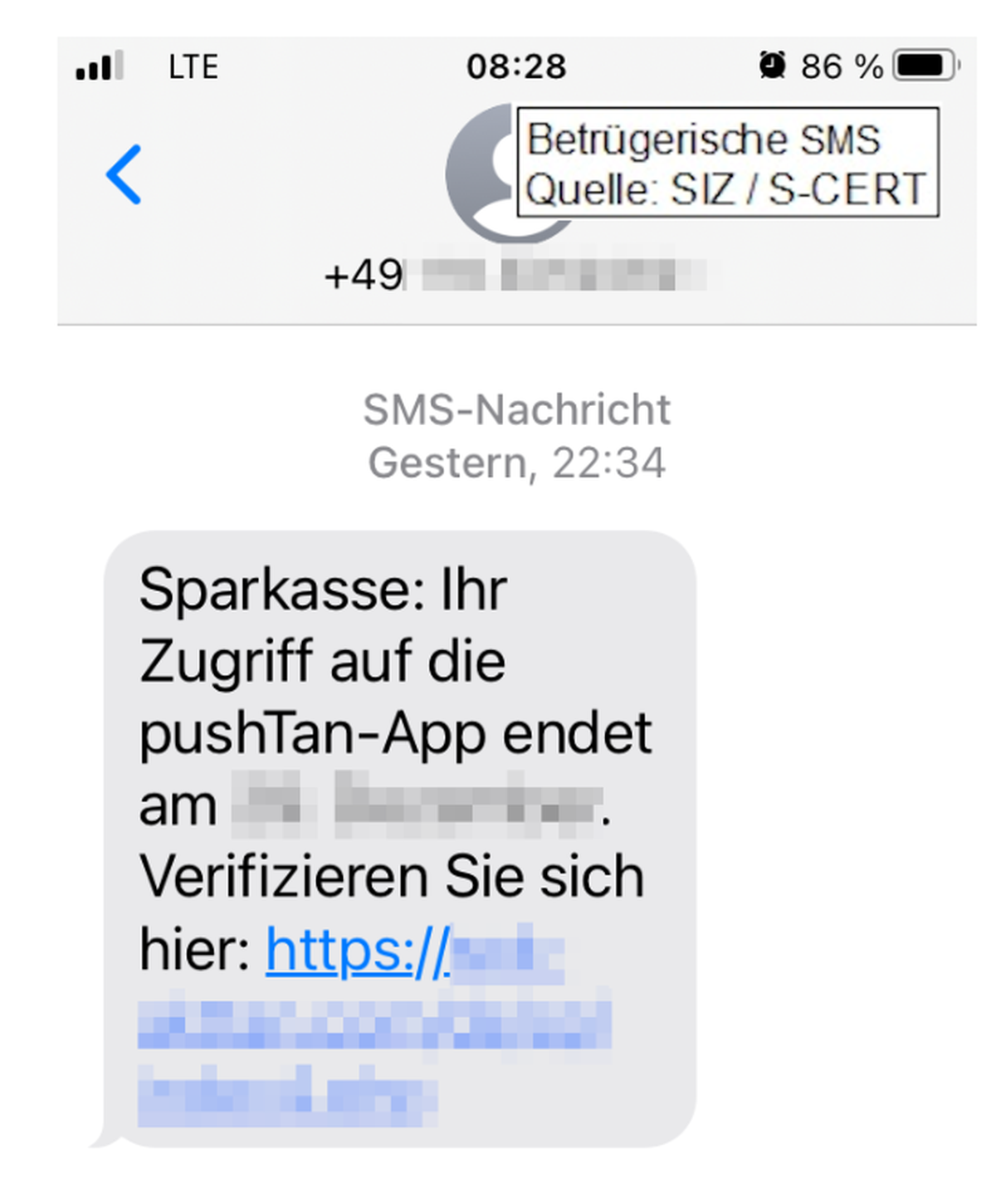 Betrüger:innen versenden Fake-SMS.