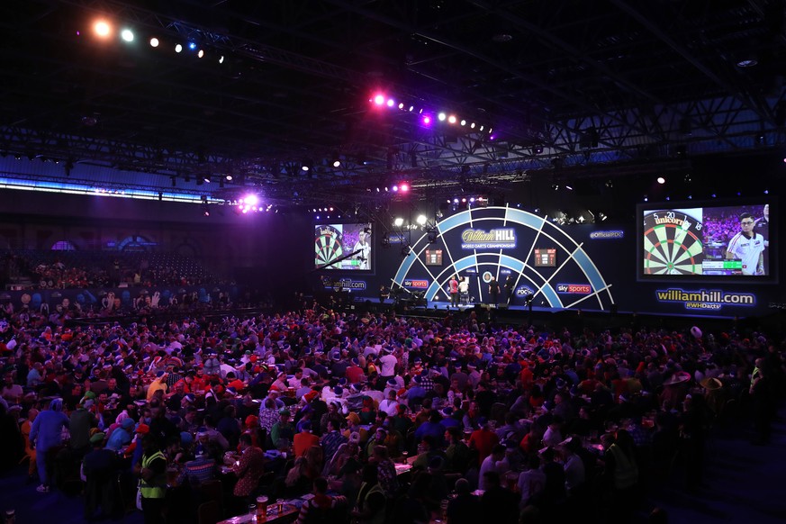 2018 William Hill World Darts Championship - Day Six - Alexandra Palace A general view of the Darts Arena during day six of the William Hill World Darts Championships at Alexandra Palace, London. PUBL ...