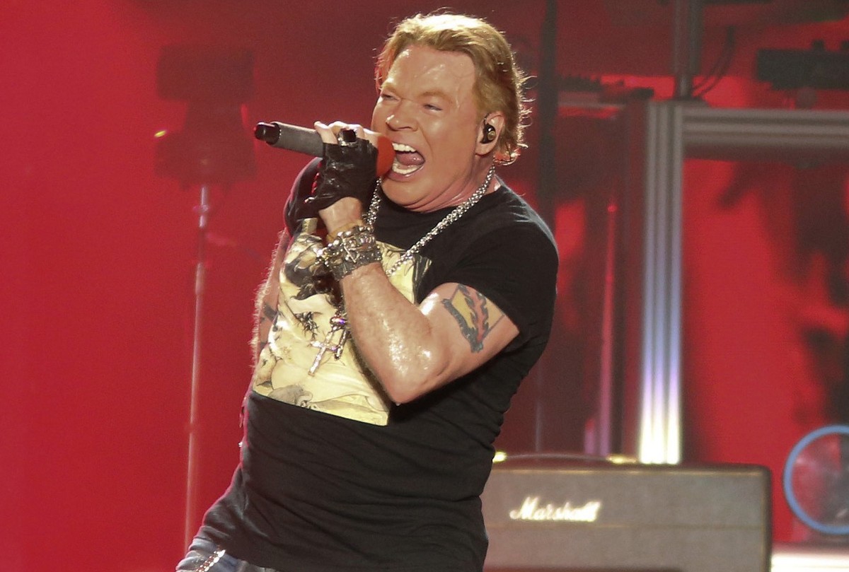 FILE - Guns N&#039; Roses&#039; Axl Rose performs on the first weekend of the Austin City Limits Music Festival, Oct. 4, 2019, in Austin, Texas. A former Penthouse magazine model filed a lawsuit Wedne ...