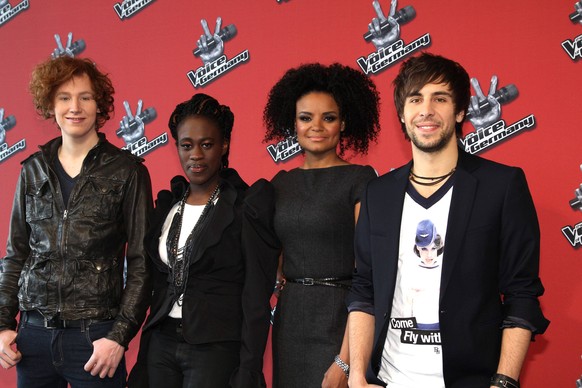 Michael Schulte, Ivy Quainoo, Kim Sanders und Max Giesinger - die letzten vier Kandidaten vor dem Finale (09.02.0212, 20.15 Uhr, Pro7) der Castingshow The Voice of Germany am 08.02.2012