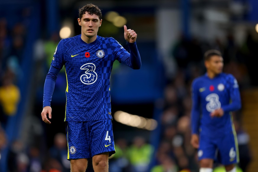 6th November 2021; Stamford Bridge, Chelsea, London, England; Premier League football Chelsea versus Burnley; Andreas Christensen of Chelsea