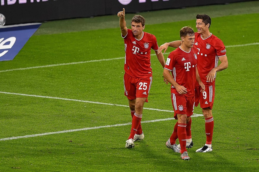 Anführer des FC Bayern: Thomas Müller (l.) mit seinen Kollegen Joshua Kimmich und Robert Lewandowski (v.l.). 