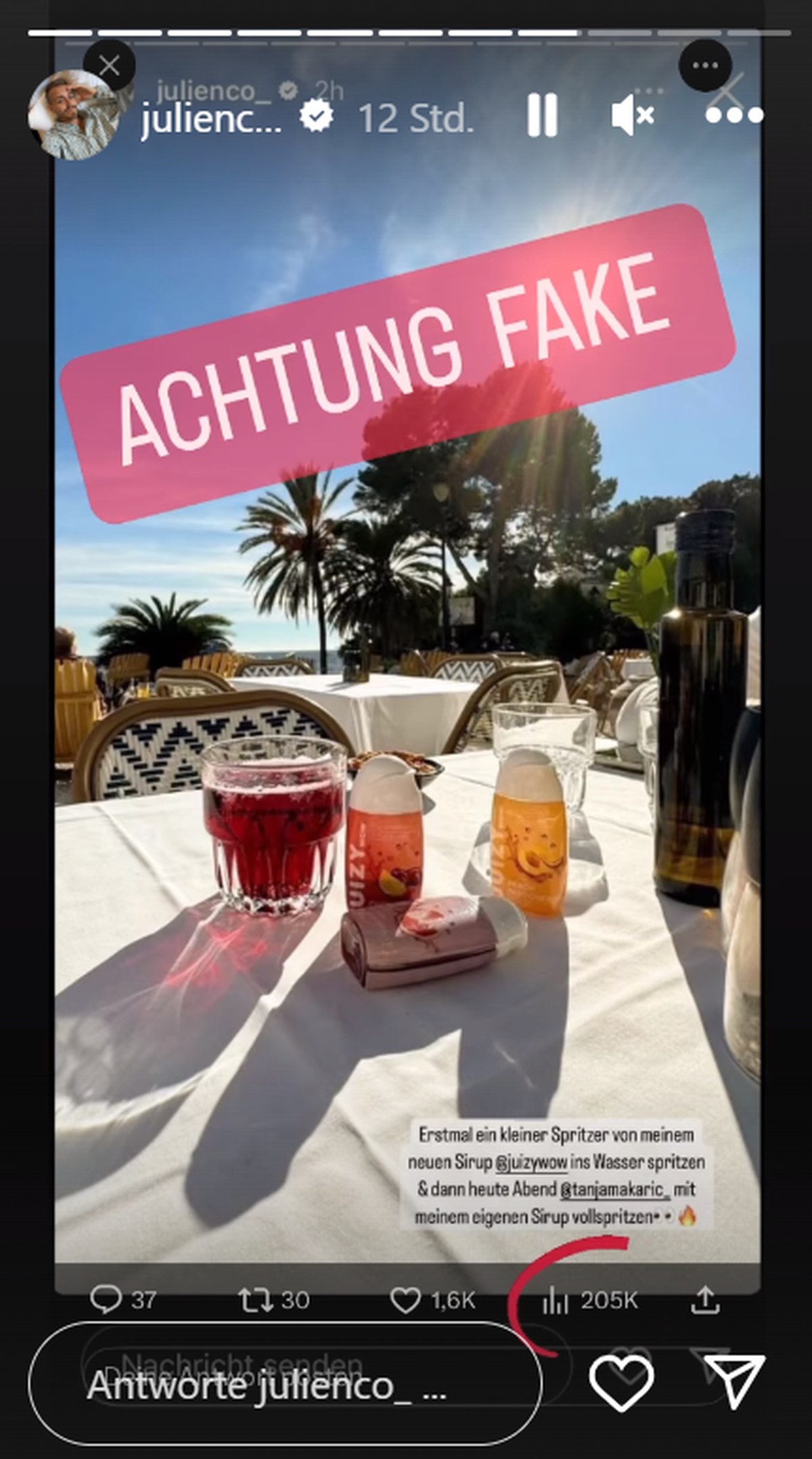 Auf Twitter sind aktuell offenbar zahlreiche Fakes von Juliencos Insta-Stories im Umlauf.